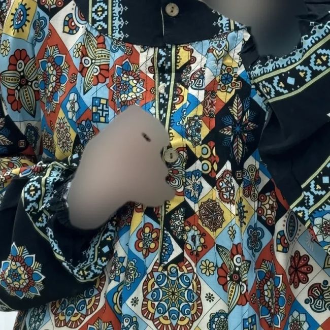 تونیک نخی زنانه سایز بزرگ مدل ستاره کوچک دکمه دار