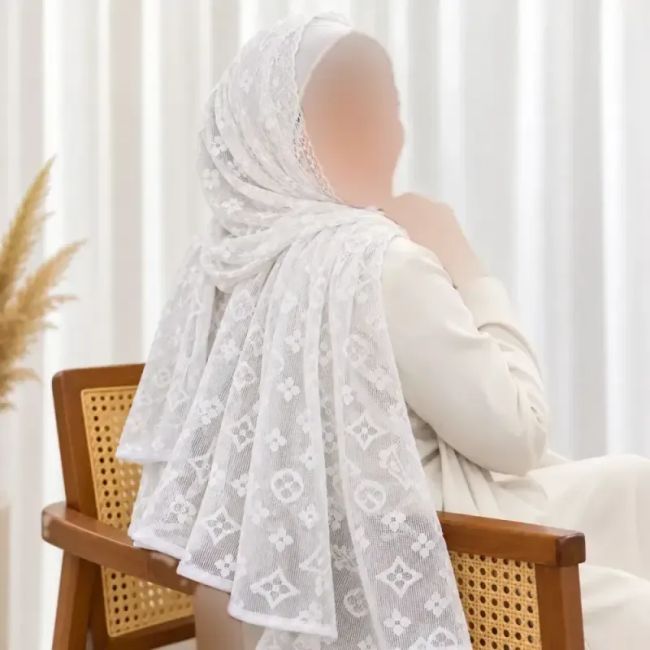 شال نخی توری دورگان طرحدار قواره 175 در 64 سانت