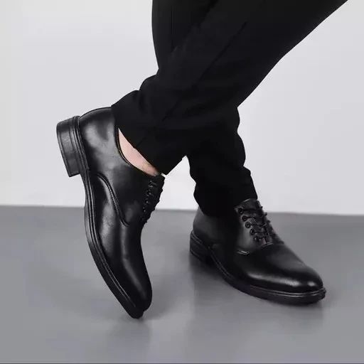 ست کفش مردانه مدل رویال و کمربند چرم صنعتی مشکی