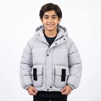 کاپشن باکسی پسرانه طوسی