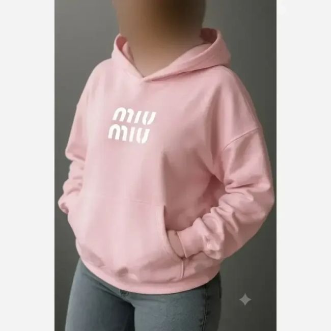 هودی زنانه دورس داخل کرکی طرح miumiu فری سایز