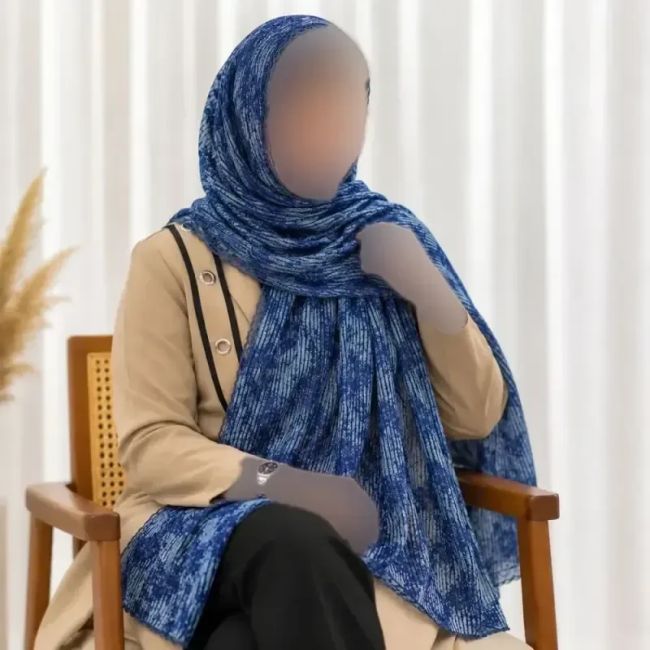 شال نخی طرحدار راه راه برشکا قواره 180 در 63 سانت مناسب روزمره