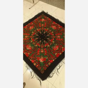 روسری ترکمنی پشمی اصل پاولوا پوزاد مدل مستانه قواره بزرگ
