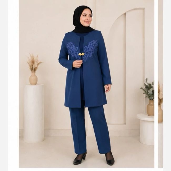 کت شلوار زنانه سه تیکه همراه با تاپ کد27270