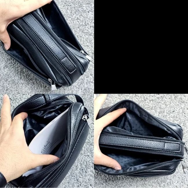 کیف دستی مردانه چرم صنعتی ضد خش شوزبگ دو خانه