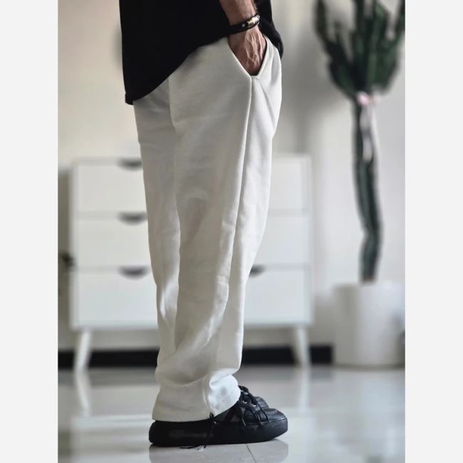 شلوار اسلش جاگر بگ دمپا گت دار دورس نخ گرم مردانه زنانه مشکی سفید XXL XXXL