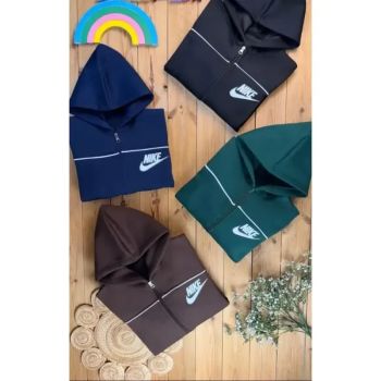 سوییشرت اسپرت نایک کلاه دار حوله ای مناسب 8 تا 14 سال با سایز 55، 60 و 65
