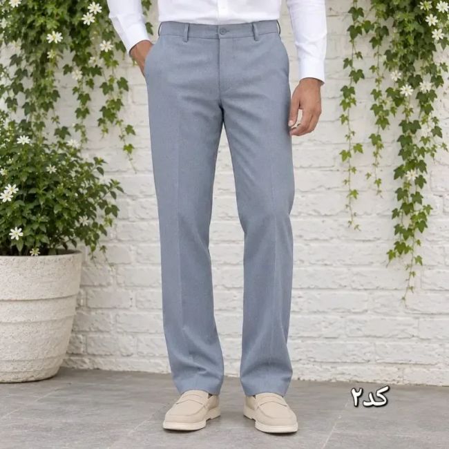 شلوار پارچه ای مردانه راسته کلاسیک نخی پارچه f رنگ ثابت سایز 42 تا 54
