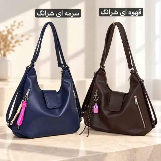 کیف دو کاره دستی و کوله پشتی دخترانه چرم مصنوعی روزمره مدرسه و دانشگاه ابعاد 36 در 35 سانتیمتر