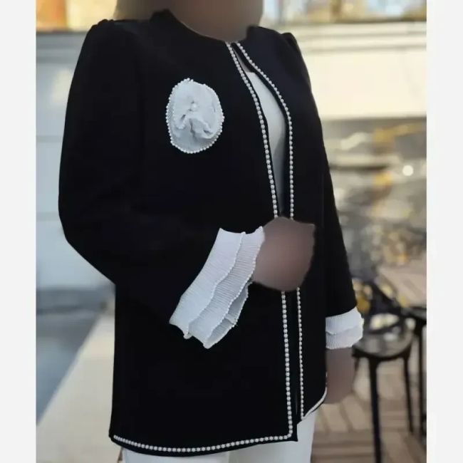 کت نیلوفر کرپ مازراتی بلند رنگ مشکی و سرخابی