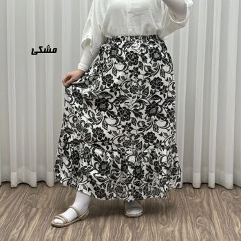 دامن بلند نخی زنانه طرح فلور فری سایز مناسب تا سایز 54