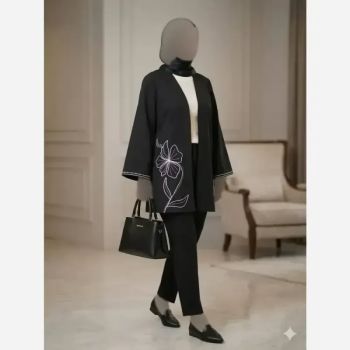 مانتو گلدوزی شده کرپ مازراتی نخ تویست مدل آیماز دو سایز 40 تا 56
