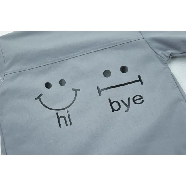 ست کت شلوار و تیشرت دخترانه طرح HI BYE رنگ طوسی