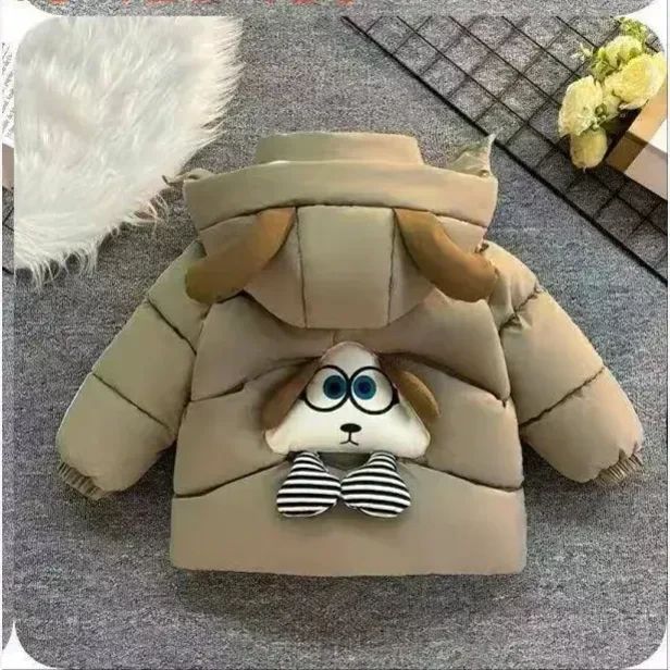 کاپشن بچگانه وارداتی ضخیم ضدآب کلاهدار اسپرت مناسب 1 تا 5 سال