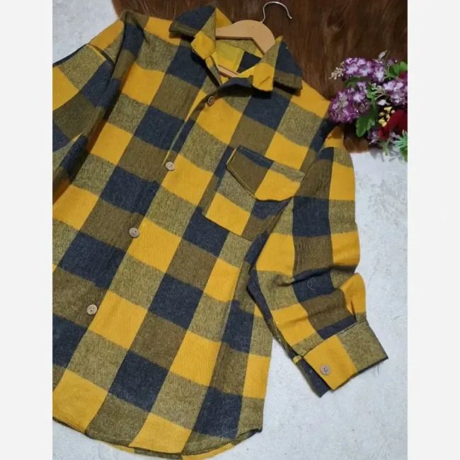 مانتو چهارخونه پشمی نسترن شکت فری سایز زنانه