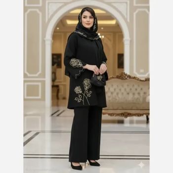 مانتو زنانه کرپ مازراتی مدل ویان آستین دالبری سایز بزرگ