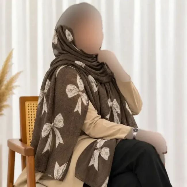 شال نخی برشکا پاپیون لمه مشکی روزمره قواره 184 در 67 سانت