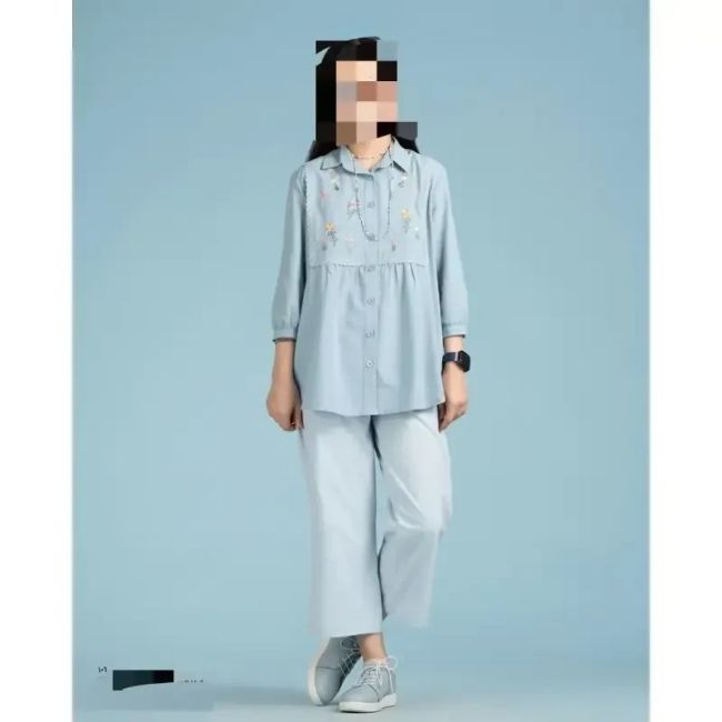 شومیز الیاف طبیعی نخ پنبه دخترانه و نوجوان رنگ زرد و آبی سایز 1 تا 4