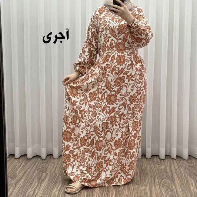 پیراهن فلور بوگاتی مدل ایوبی فری سایز زنانه تا سایز 46 چهارفصل شیک و راحت با کمربند سایه نمیاندازد