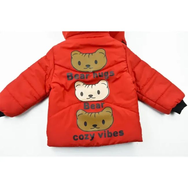 کاپشن پسرانه BEAR قرمز شمعی خزدار پاییزه و زمستانه