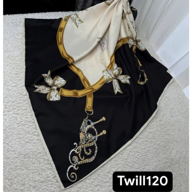 روسری ساتن ابریشم طرح پاپیون قواره 140 توییل مجلسی
