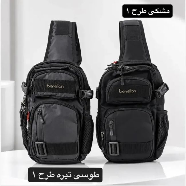 کیف مردانه اسپرت و روزمره پارچه ای طوسی ابعاد 33 در 17 سانتیمتر