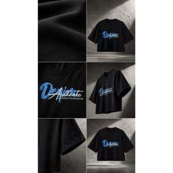 کراپ زنانه و دخترانه نخ پنبه Denim یقه گرد رنگ مشکی و صورتی