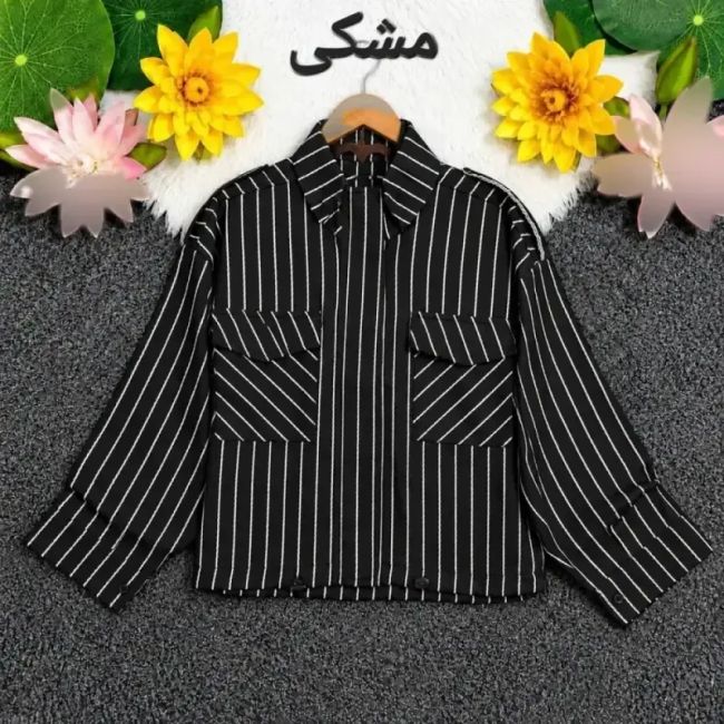بامبر پاییزه راه راه کتان زنانه جیب دار زیپ مخفی گت دار