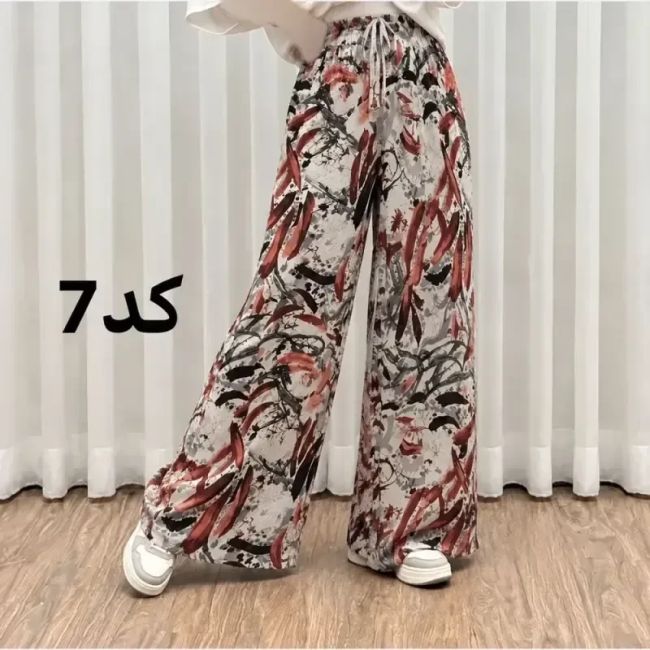 شلوار راحتی نخی پارچه خارجی فری سایز مناسب تا سایز 50