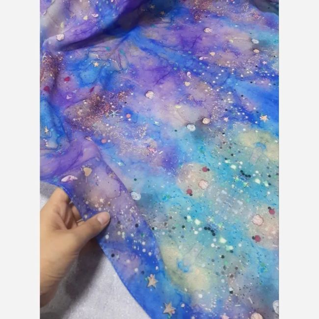 روسری مجلسی نخ کاستوم طرح ساحل سایز 140 دور چرخ دوز
