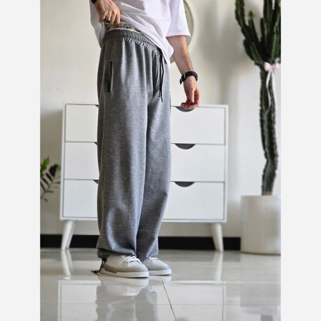 جاگر کلوین کلین اسلش ملانژ دمپا گت دار مناسب آقا و خانم سایز XXL و XXXL طوسی مشکی برفی
