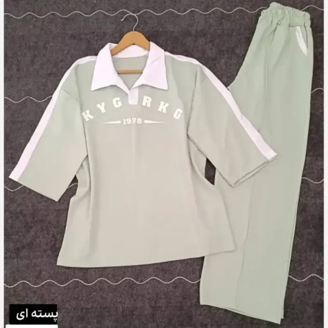 ست شومیز شلوار مارال یقه دار دو جیب آستین سه ربع