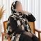 شال نخی برشکا طرحدار چهارخانه روزمره مشکی سفید