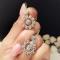 گوشواره نقره زنانه طرح گل تراش دار عیار 925 روکش طلا سفید BSJ silver