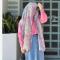 شال نخ کاستوم طرح آنجل رنگ گلبهی قواره 200×70