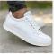 کفش ونس مردانه سفید دورودخت رویه چرم حوله ای زیره سبک طبی مناسب پیاده روی روزمره