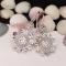 گوشواره نقره زنانه طرح گل تراش دار عیار 925 روکش طلا سفید BSJ silver