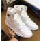 کفش جردن ساقدار زنانه نایک سفید طوسی چرم صنعتی