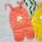 رامپر بندی نوزادی بچگانه دخترانه طرح گربه دوجیب پنبه سوپر شش رنگ