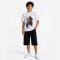 ست دو تکه پسرانه تیشرت و شلوارک کتان طرح موتور سایز 7 تا 10 سال
