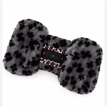 هدبند خزدار فانتزی طرح پلنگی مشکی طوسی