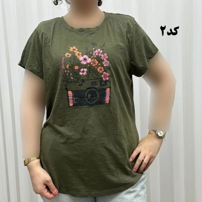 تیشرت طرحدار وارداتی نخ پنبه چهارفصل زنانه دخترانه سایز S تا XXXL کد 1175