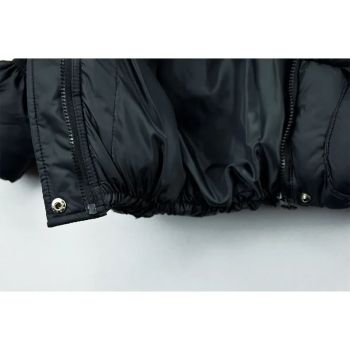 کاپشن پفکی دخترانه گل دار مشکی