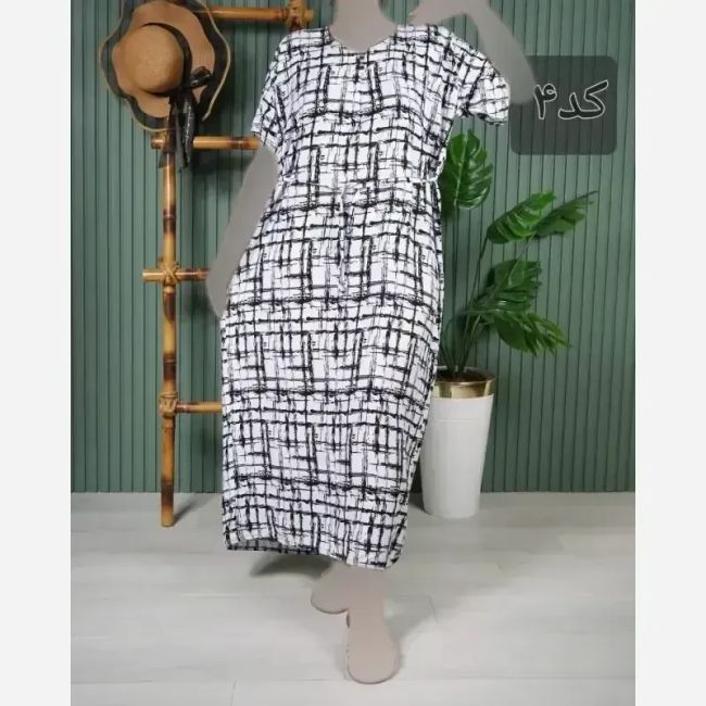 پیراهن زنانه آستین کوتاه نخی قد 130 فری سایز 40 تا 50