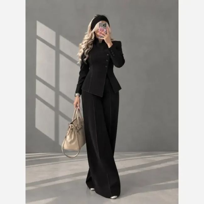 کت و شلوار زنانه کرپ کتان دلاناز سایز 36 تا 46