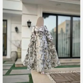 پیراهن مجلسی زنانه طرح ملیسا ژاکارد ترک آسترکشی شده با کمربند پاپیون دار سایز 38 تا 48