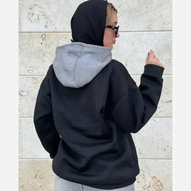 هودی دورس اسپان داخل کرکی کلاهدار فری سایز طوسی