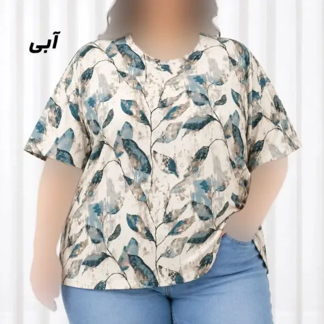 تیشرت زنانه سایز بزرگ کرپ فلورینا فری سایز تا 50 کمربنددار