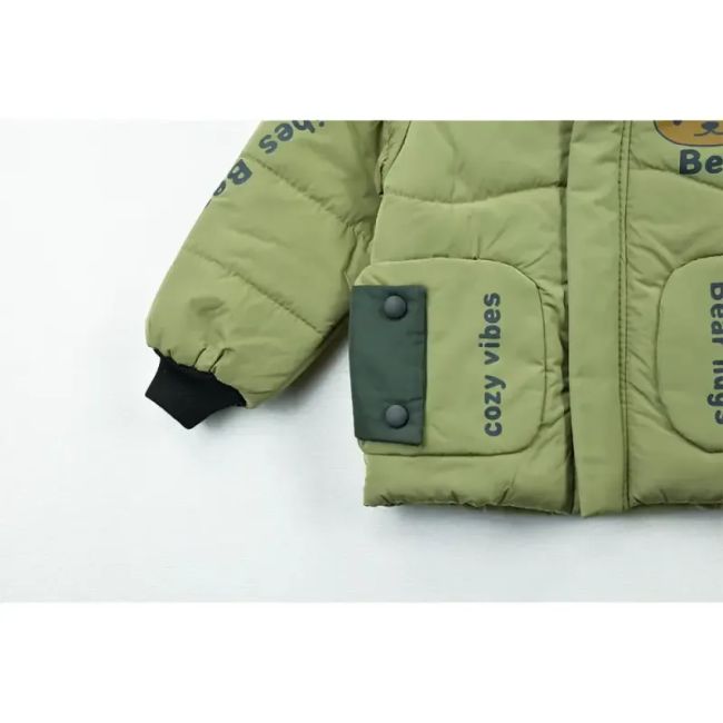 کاپشن پسرانه BEAR سبز شمعی آستر خز پاییزه و زمستانه