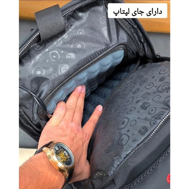 کوله پشتی اسپرت پارچه دیبا خارجی سه محفظه با جای لپ تاپ و پورت USB